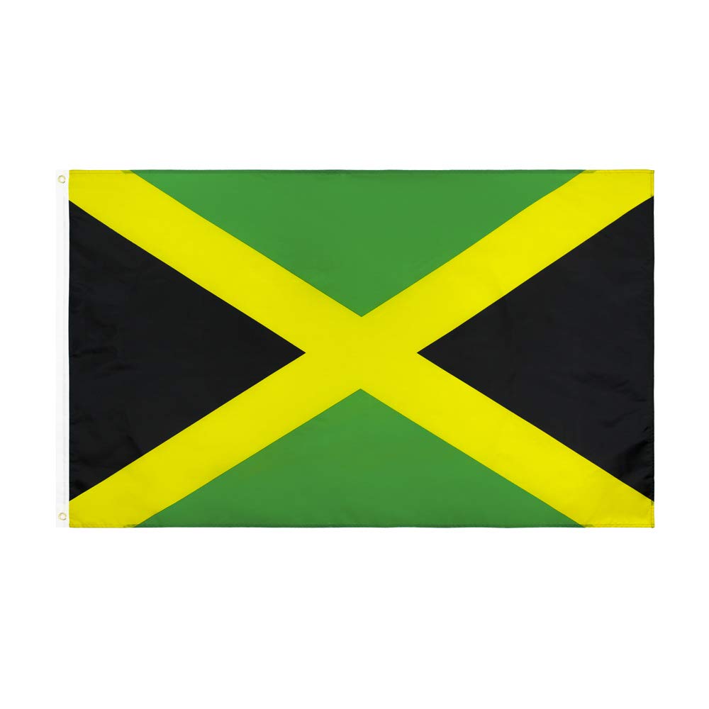 ANJOR Jamaica flag 3x5 ft front view with brass grommets for outdoor display.