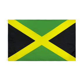 ANJOR Jamaica flag 3x5 ft front view with brass grommets for outdoor display.