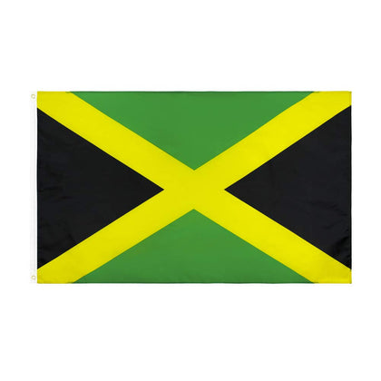 ANJOR Jamaica flag 3x5 ft front view with brass grommets for outdoor display.