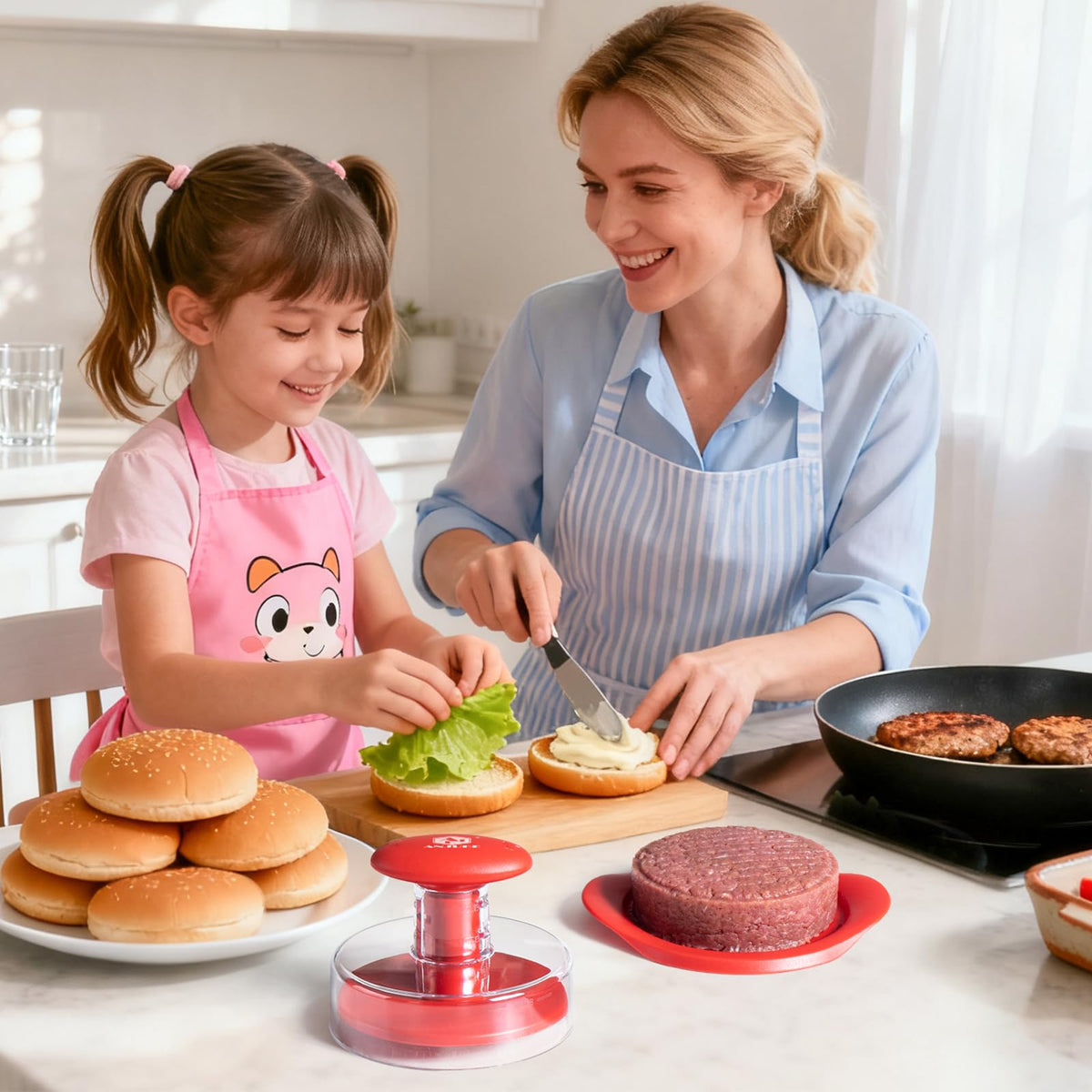 ANJUKE Burger Press half-pound patty mold for thicker, juicy burgers.