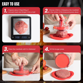 ANJUKE Burger Press works with beef, turkey, chicken, salmon, or veggie blends.