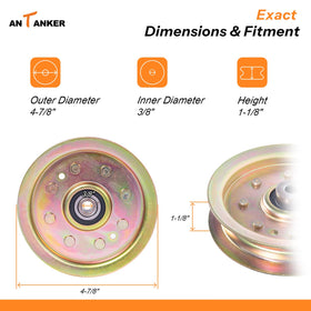 Antanker flat idler pulley bearing detail highlighting wear resistance