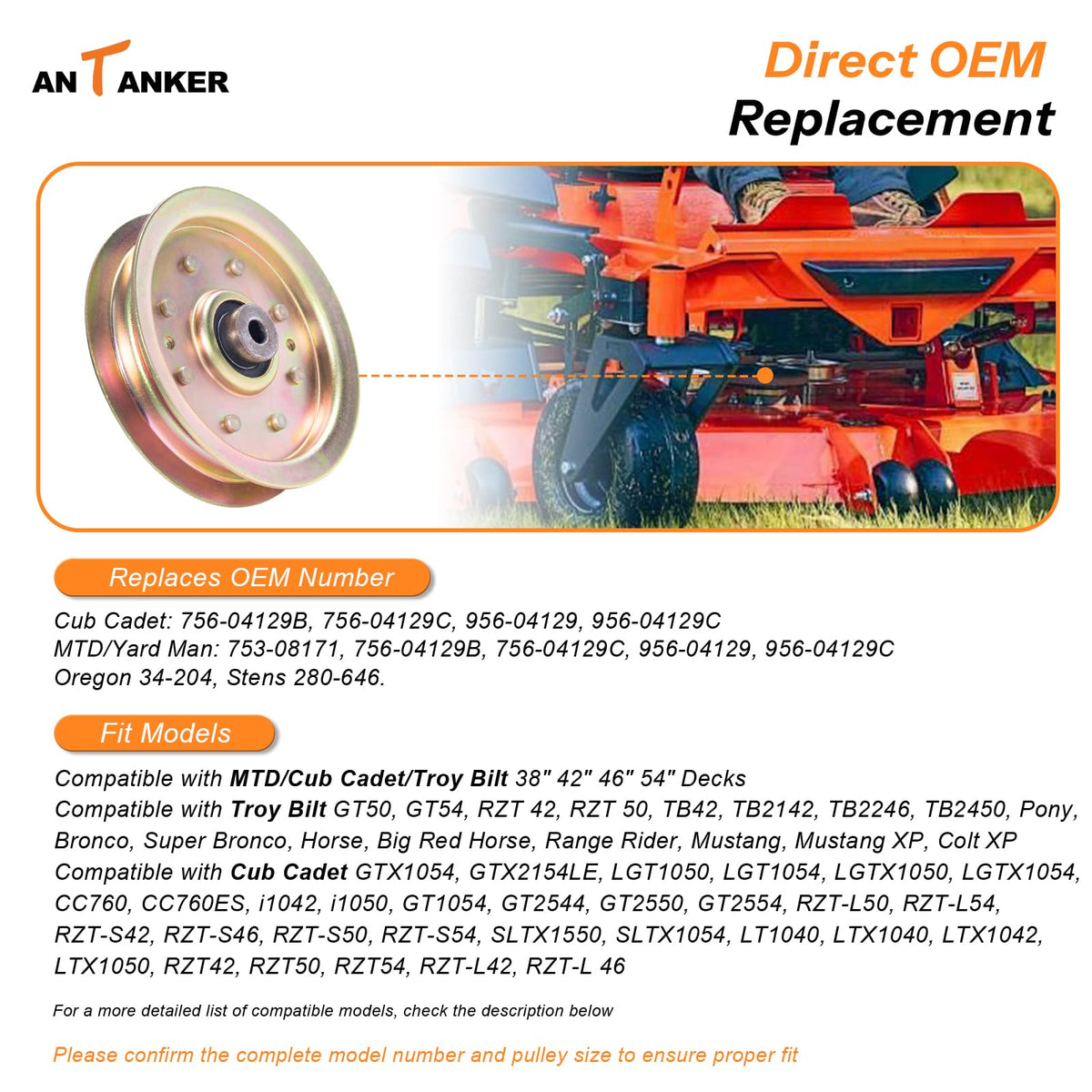 Antanker flat idler pulley outer diameter with precise sizing for deck alignment