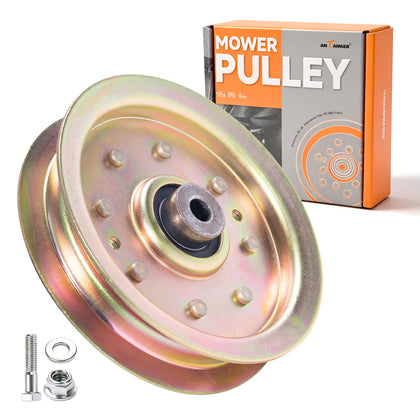 Antanker flat idler pulley side view shows durable, compact design for smooth belt operation
