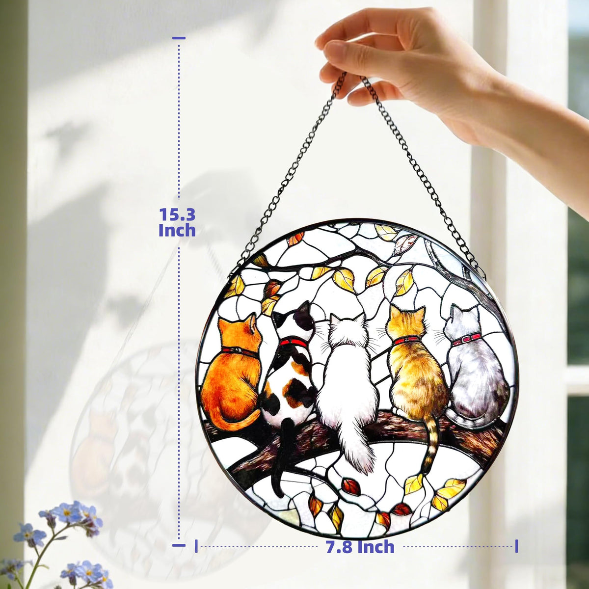 Ankefresh stained glass cat art adds color and charm to home decor.
