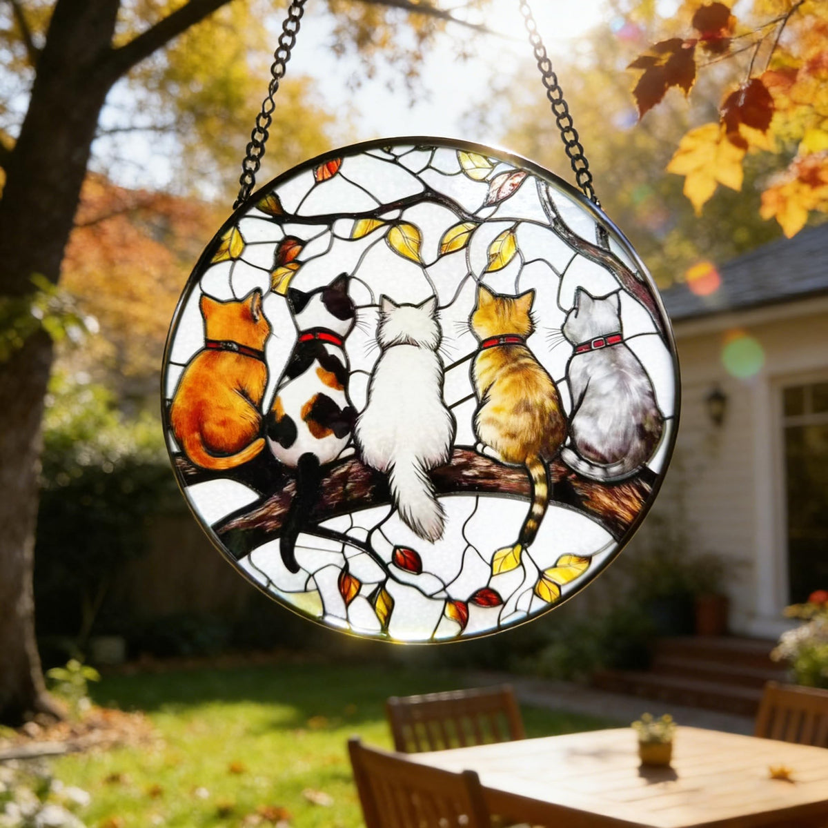 Ankefresh Cat Suncatcher with double-sided glass enhances natural light in any room.