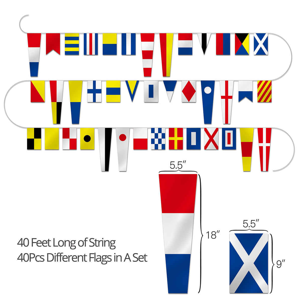 Anley 40ft flag string decor ideal for outdoor nautical displays.