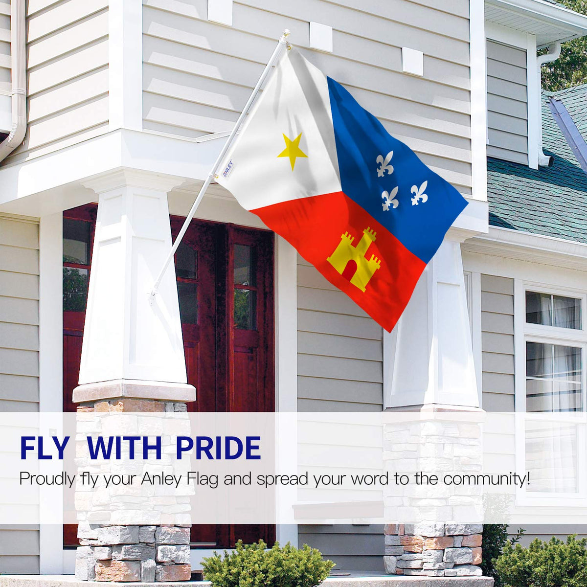 Fade-proof dye on the Acadiana flag for long-lasting outdoor use.
