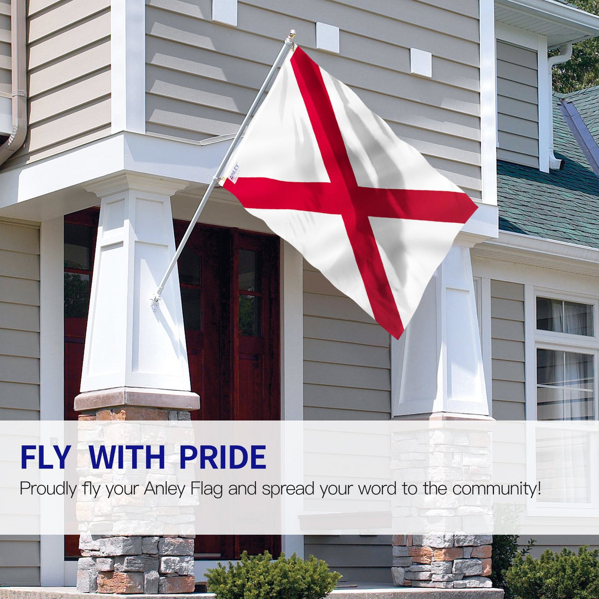 Anley Alabama flag with brass grommets for long-lasting outdoor use.