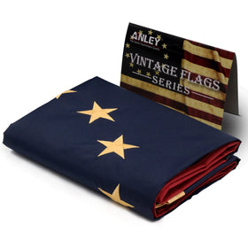Anley antiqued Americana finish flag adds vintage charm to any display.
