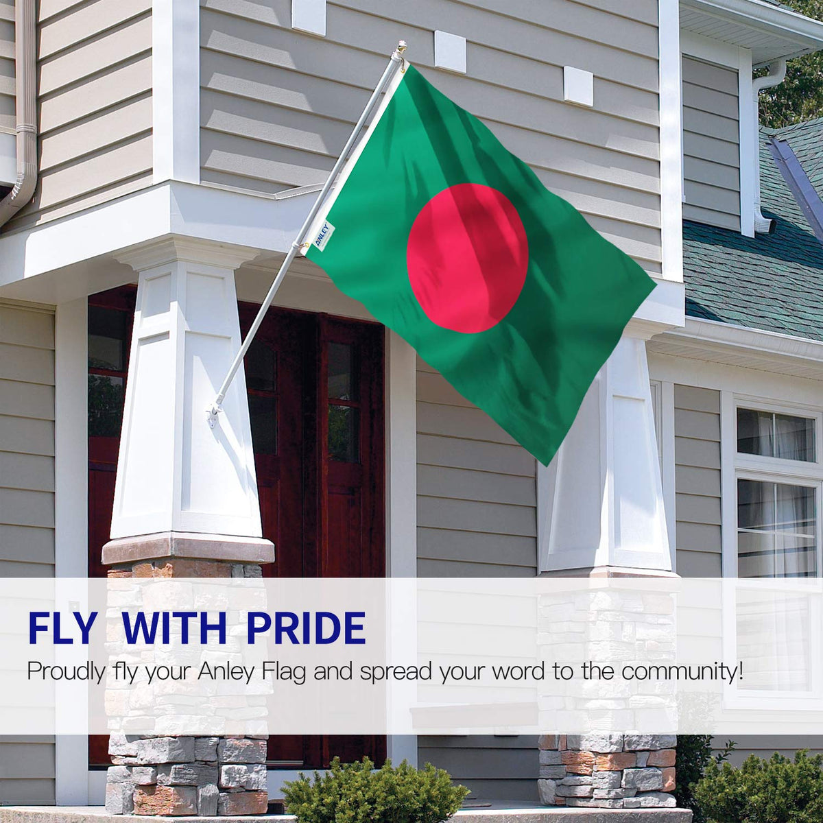 Anley Bangladesh flag 3x5 with canvas header for durable mounting
