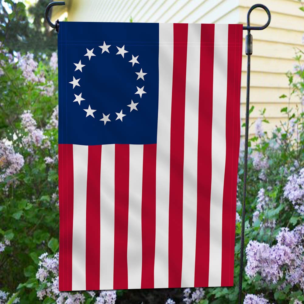 ANLEY Betsy Ross garden flag back view showing identical print for a consistent display