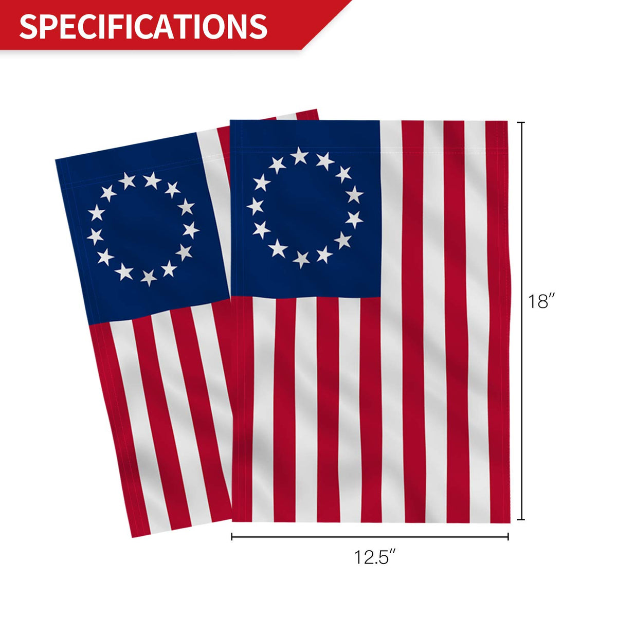 ANLEY Betsy Ross garden flag double-sided print viewed from both sides