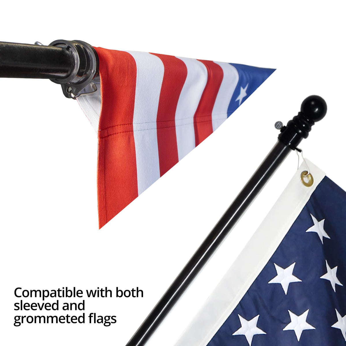 ANLEY black finish flagpole adds modern curb appeal and durability.