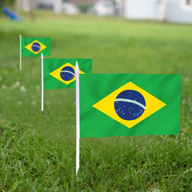 Anley Brazil mini flag 12-pack arranged for display and gifting
