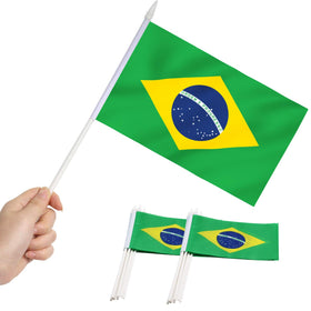 Anley Brazil mini flag on handheld stick with vivid colors for parades and events