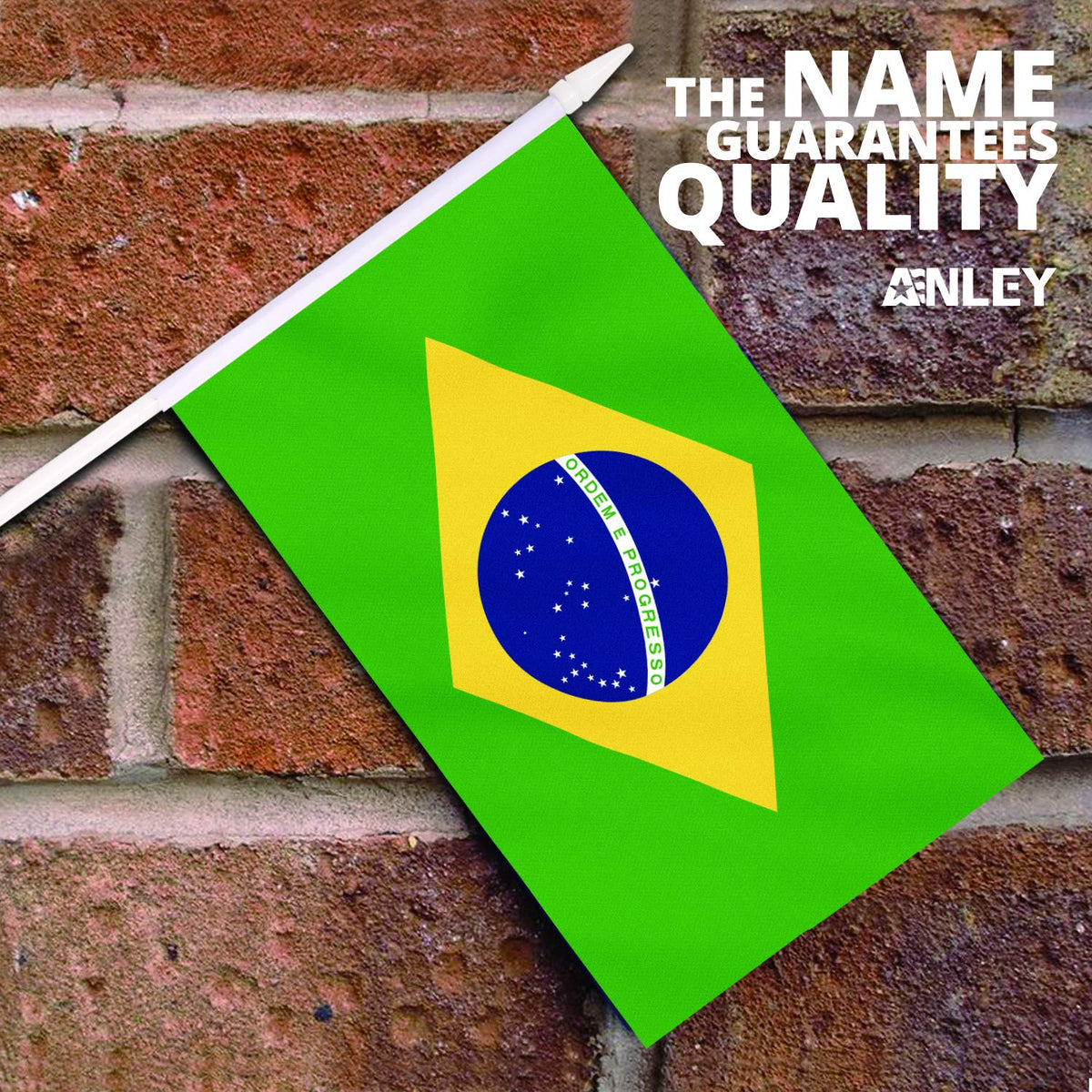 Anley Brazil mini flag on spear-top pole for a polished display