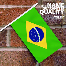 Anley Brazil mini flag on spear-top pole for a polished display