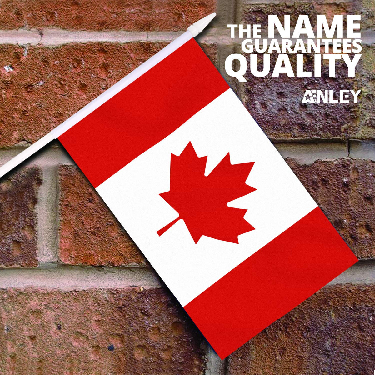 Anley Canada mini flag with spear top, durable for handheld waving at events