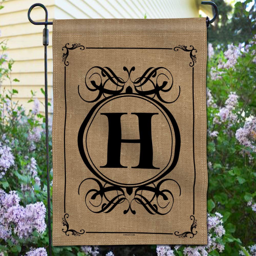 Anley Classic Monogram H garden flag back view showing true double-sided print.