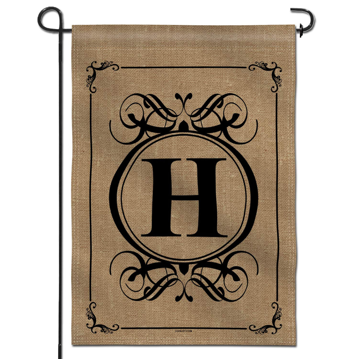 Anley Classic Monogram H garden flag front view for a welcoming home entry.