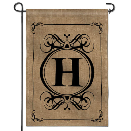 Anley Classic Monogram H garden flag front view for a welcoming home entry.