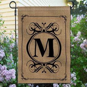 Anley Classic Monogram M Garden Flag back view displays consistent print on both sides.