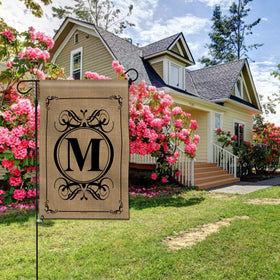 Anley Classic Monogram M Garden Flag silky fabric texture for premium feel and look.