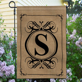 Anley classic monogram S garden flag back view, vivid in any weather.