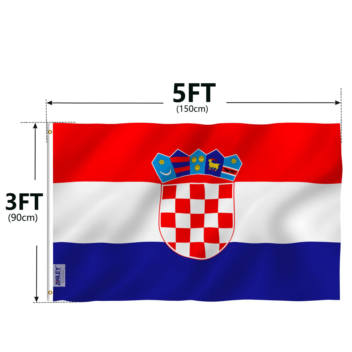 Anley Fly Breeze Croatia flag packaging includes 3x5 ft flag.