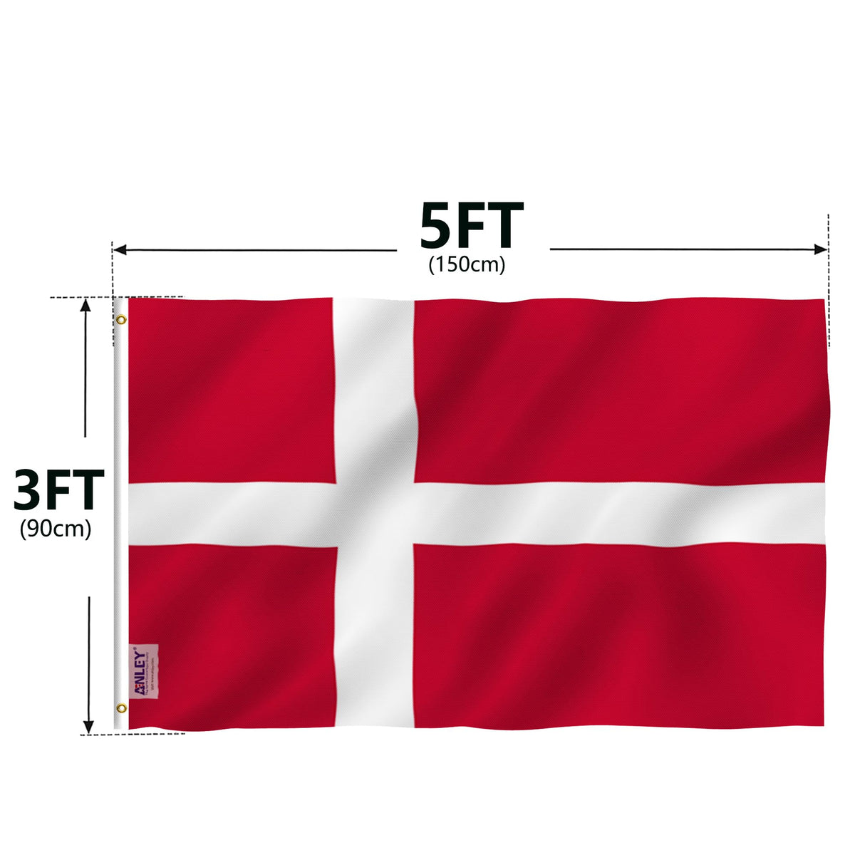 Anley Denmark flag packaged with care, ready for display