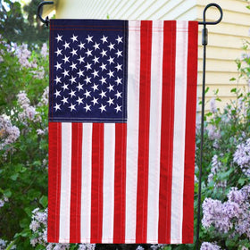 Close-up on detailed stitching and stripes on the Anley flag
