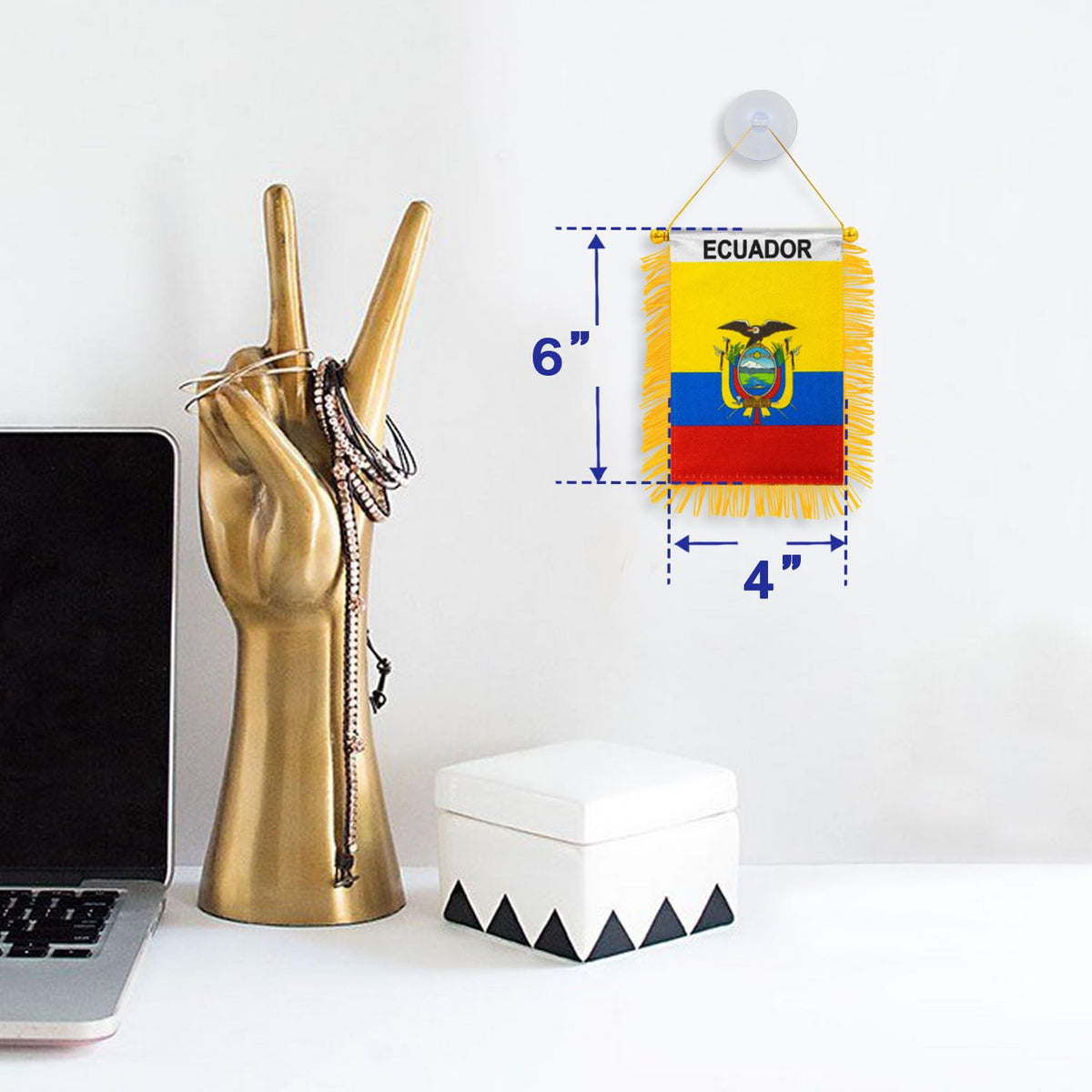 Anley Ecuador fringy window flag close-up fabric texture and delicate fringe