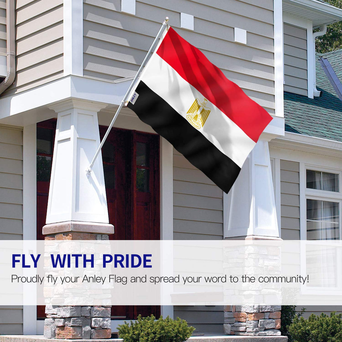 Anley Egypt flag 3x5 shows fade-proof colors in outdoor setting.