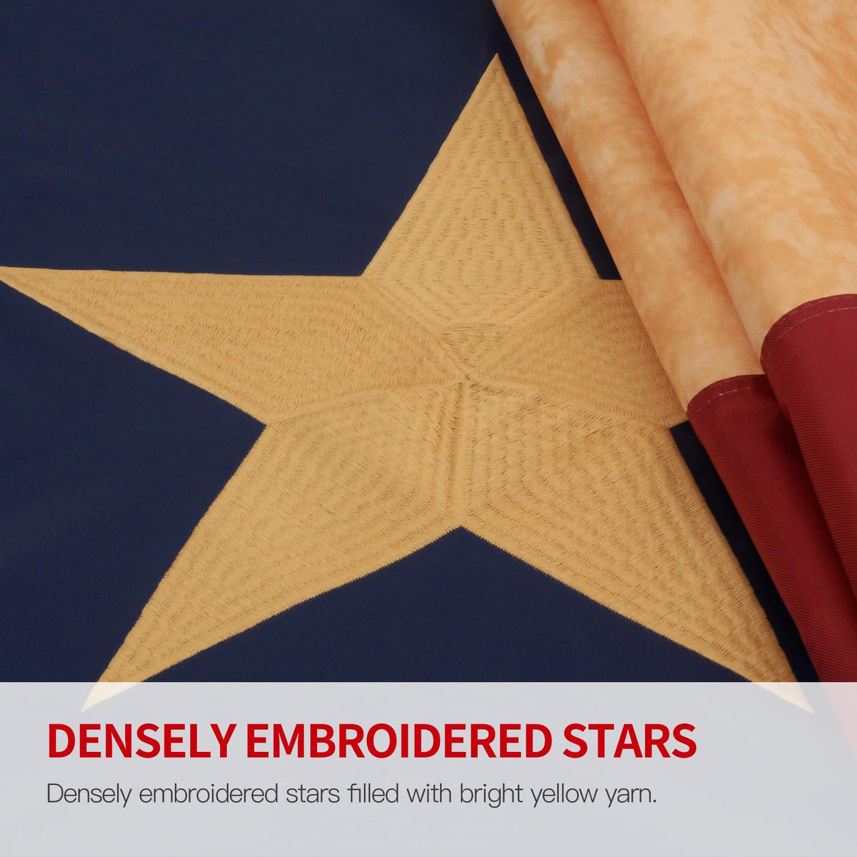 Anley flag with embroidered stars and sewn stripes for crisp visuals.