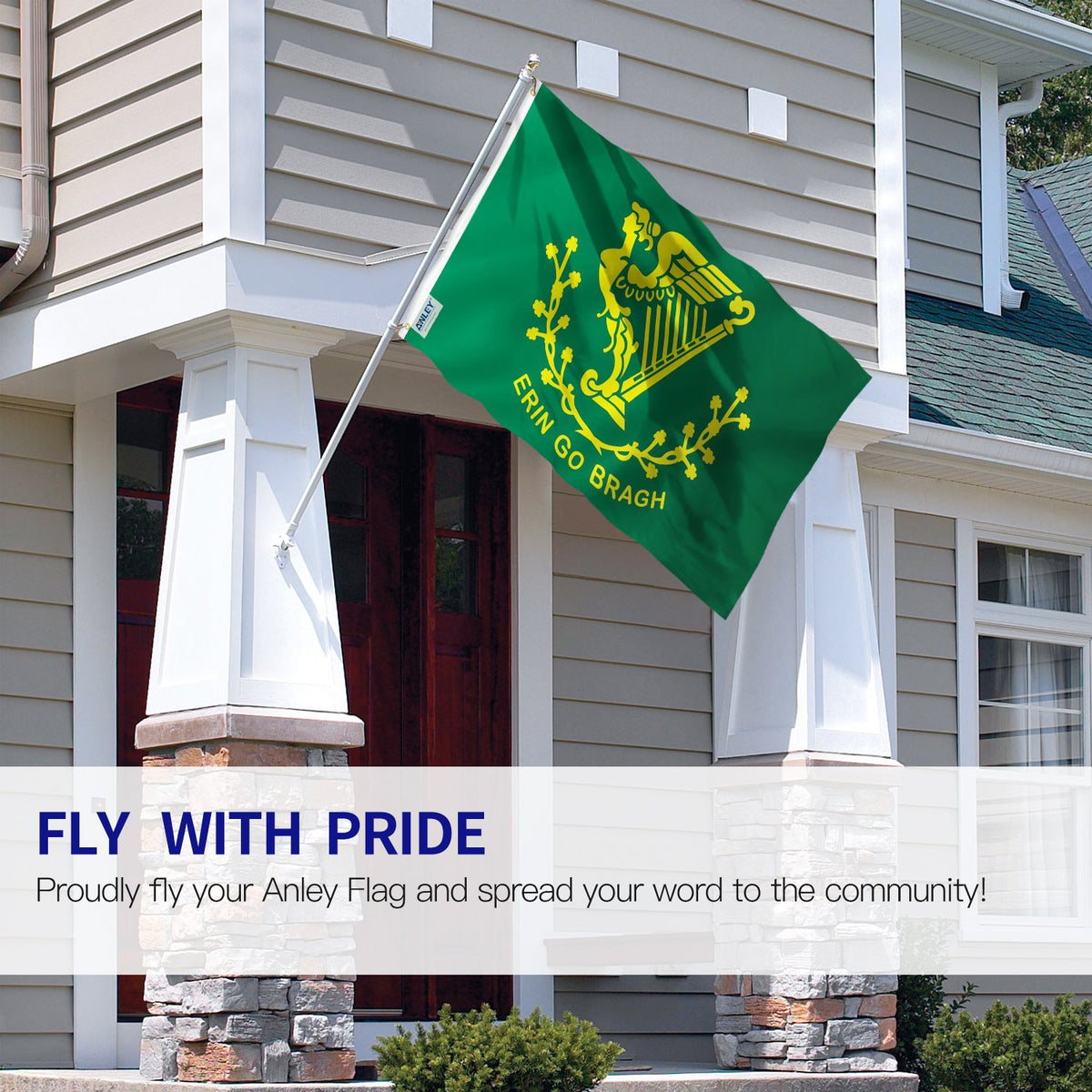 Anley Erin Go Bragh flag close-up of bright, fade-proof print