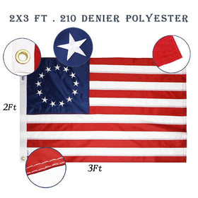 Anley EverStrong Betsy Ross flag brass grommets close-up for secure hanging.