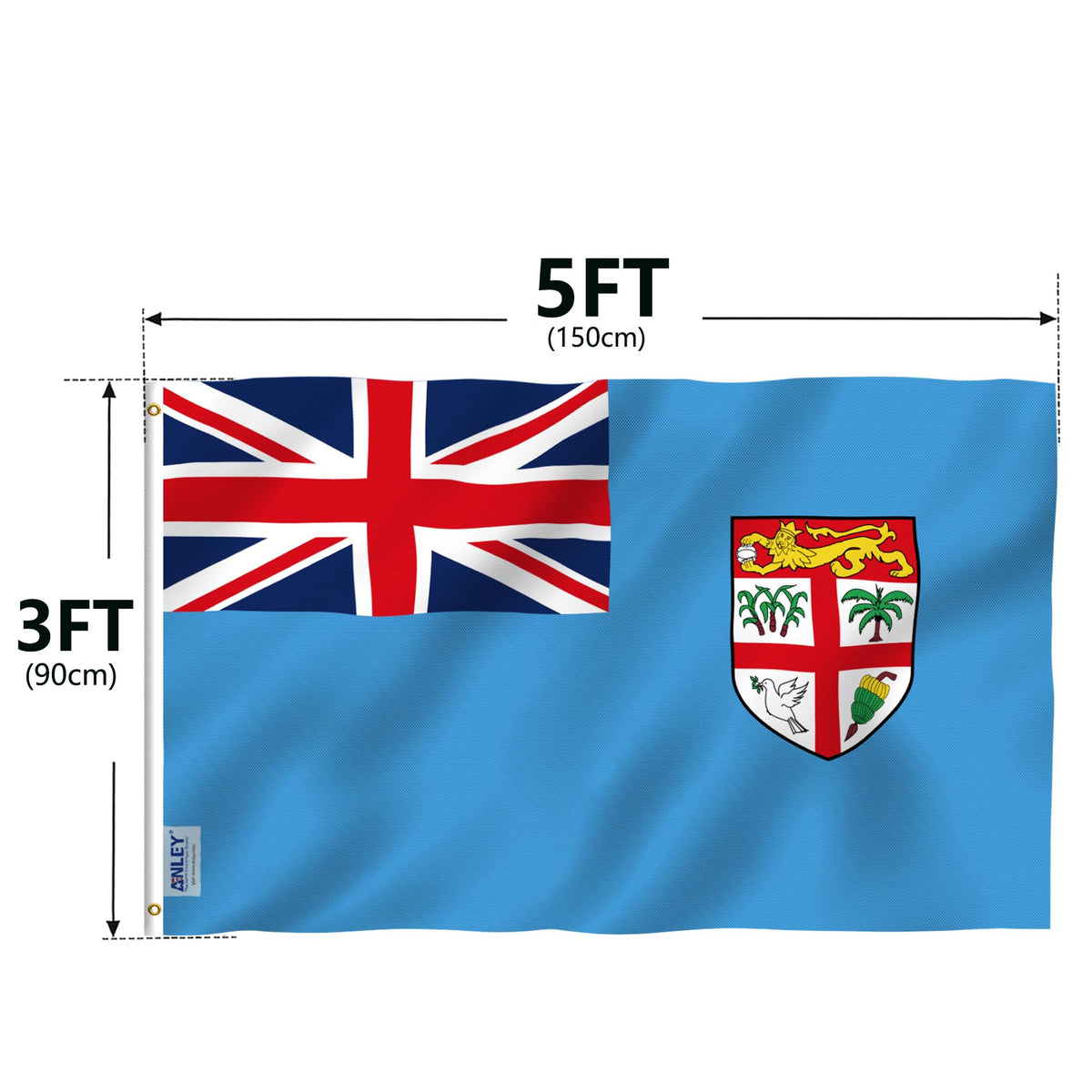Anley Fiji flag 3x5 vivid colors resisting fading over time.