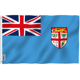 Anley Fiji flag 3x5 front view with vivid color and durable stitching.