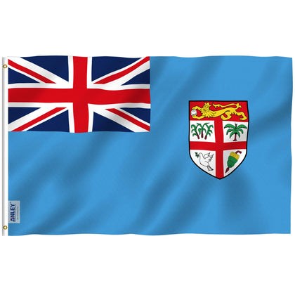 Anley Fiji flag 3x5 front view with vivid color and durable stitching.