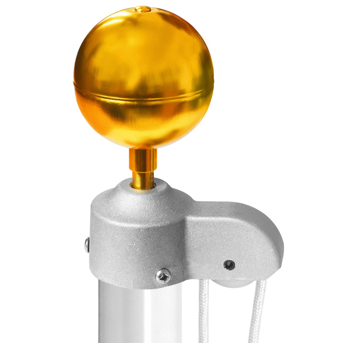 Anley flagpole topper with gold anodized finish withstands outdoor weather