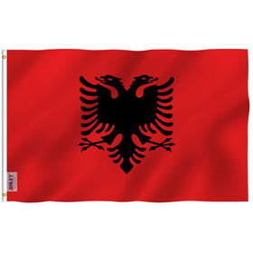 Anley Fly Breeze Albania flag front view shows vivid colors for outdoor display