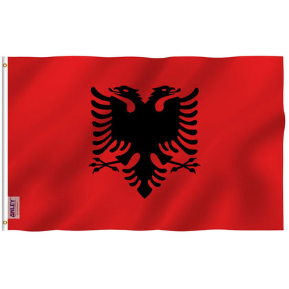 Anley Fly Breeze Albania flag front view shows vivid colors for outdoor display