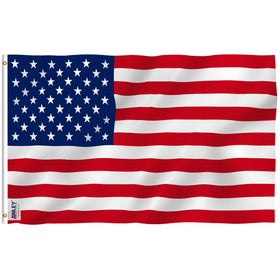 ANLEY Fly Breeze flag front view in yard with vivid, fade-proof color.