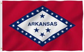 ANLEY Fly Breeze Arkansas flag wide view shows vivid colors for outdoor display.