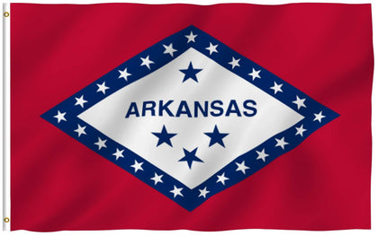 ANLEY Fly Breeze Arkansas flag wide view shows vivid colors for outdoor display.