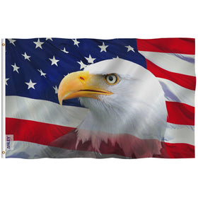 Anley Fly Breeze bald eagle flag with vivid colors for outdoor patriotic displays