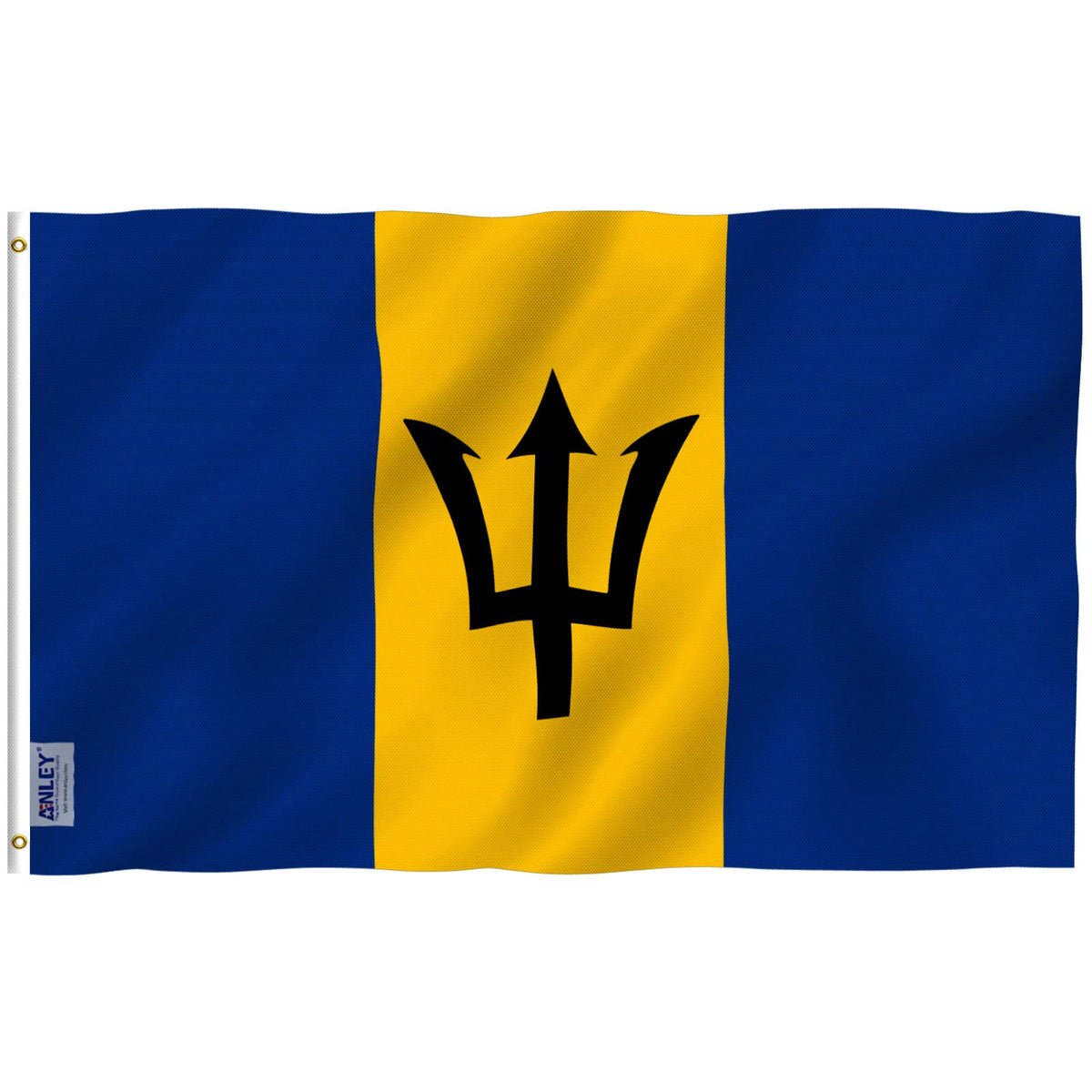 Anley Fly Breeze Barbados flag 3x5 with vivid color for outdoor display.