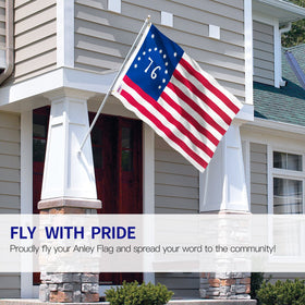 Anley Fly Breeze flag stitching close-up showing double-stitched edges for durability