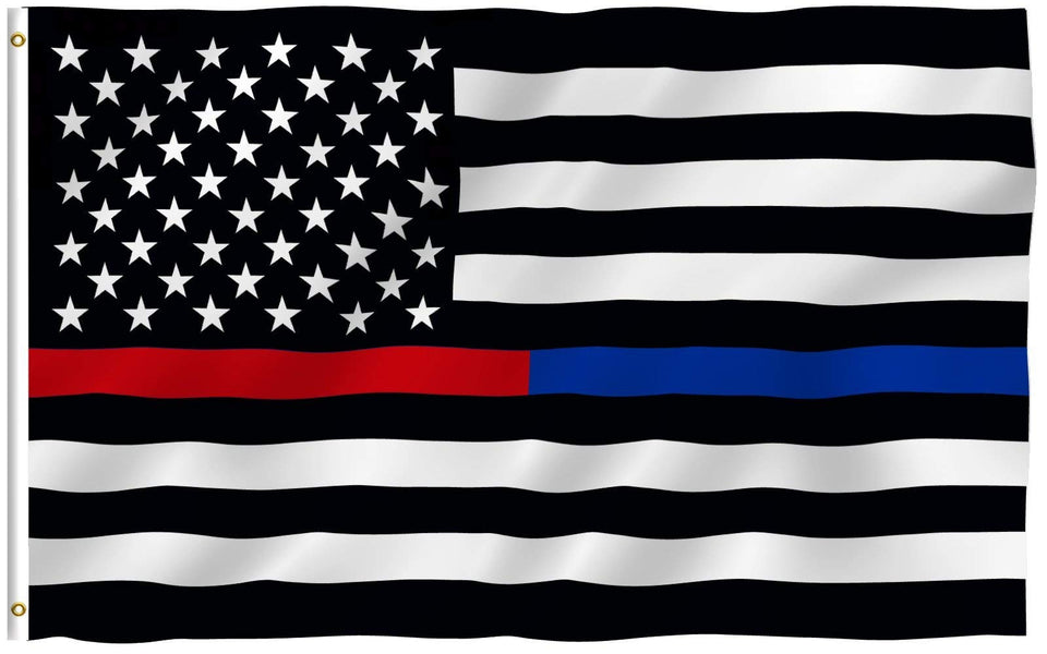 Anley Fly Breeze blue line flag 3x5 showing vibrant colors for outdoor display